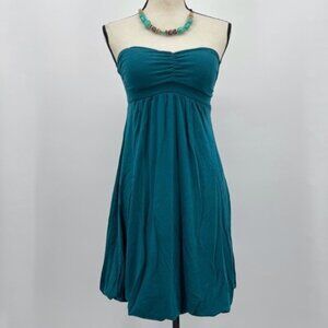 Teal mini strapless dress tube dress forever 21 sz S fairy boho western summer